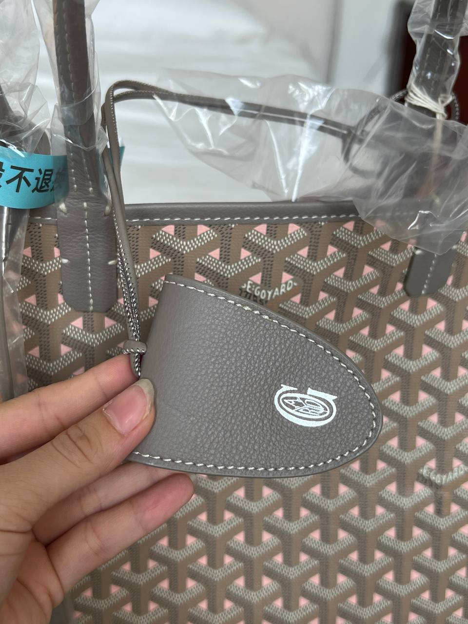 Goyard Grey Pink Print Saint Louis Medium Tote Bag