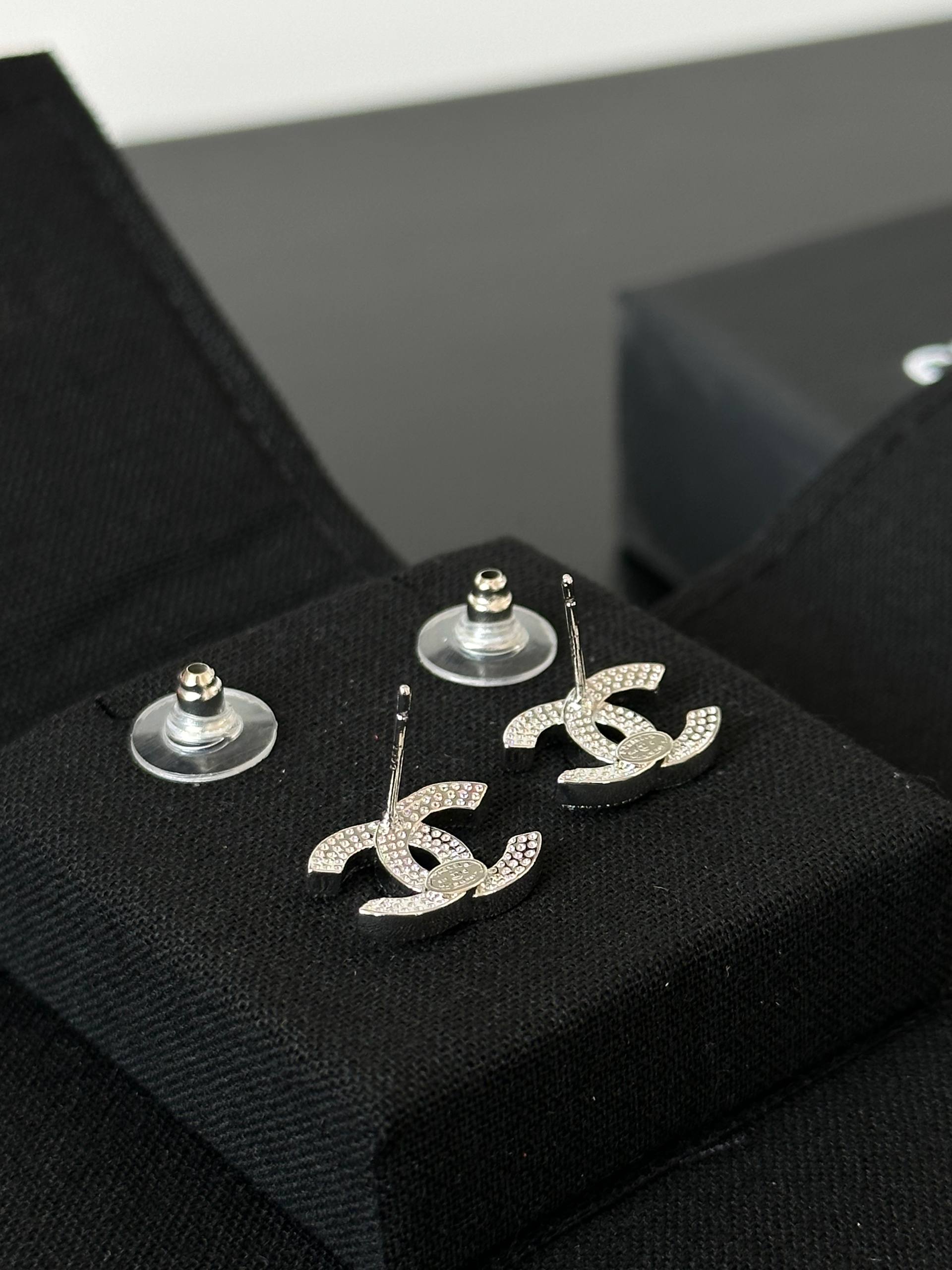 Chanel Classic CC Pavé Crystal Stud Earrings
