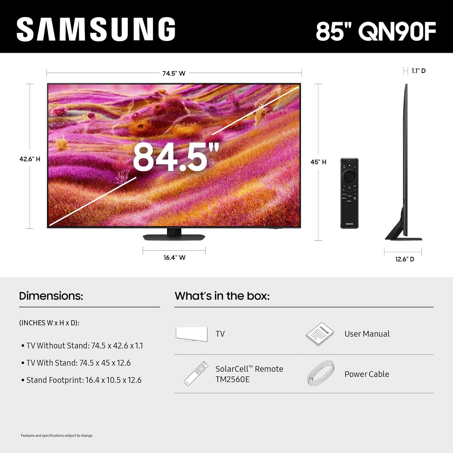 Samsung 85-Inch Class Neo QLED 4K QN90F Series, Vision AI, Mini LED Smart TV (2025 Model, 85QN90F) Neo Quantum HDR+, Object Tracking Sound+ with Dolby Atmos, Glare Free, Gaming Hub, Alexa Built-in