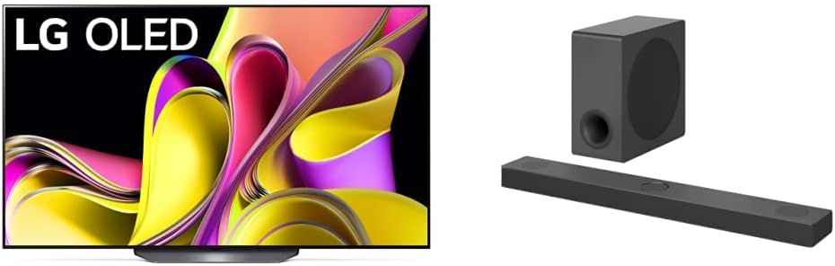 LG B3 Series 55-Inch Class OLED Smart TV OLED55B3PUA, 2023 - AI-Powered 4K TV, Alexa Built-in S80QY 3.1.3ch Sound bar with Center Up-Firing, Black