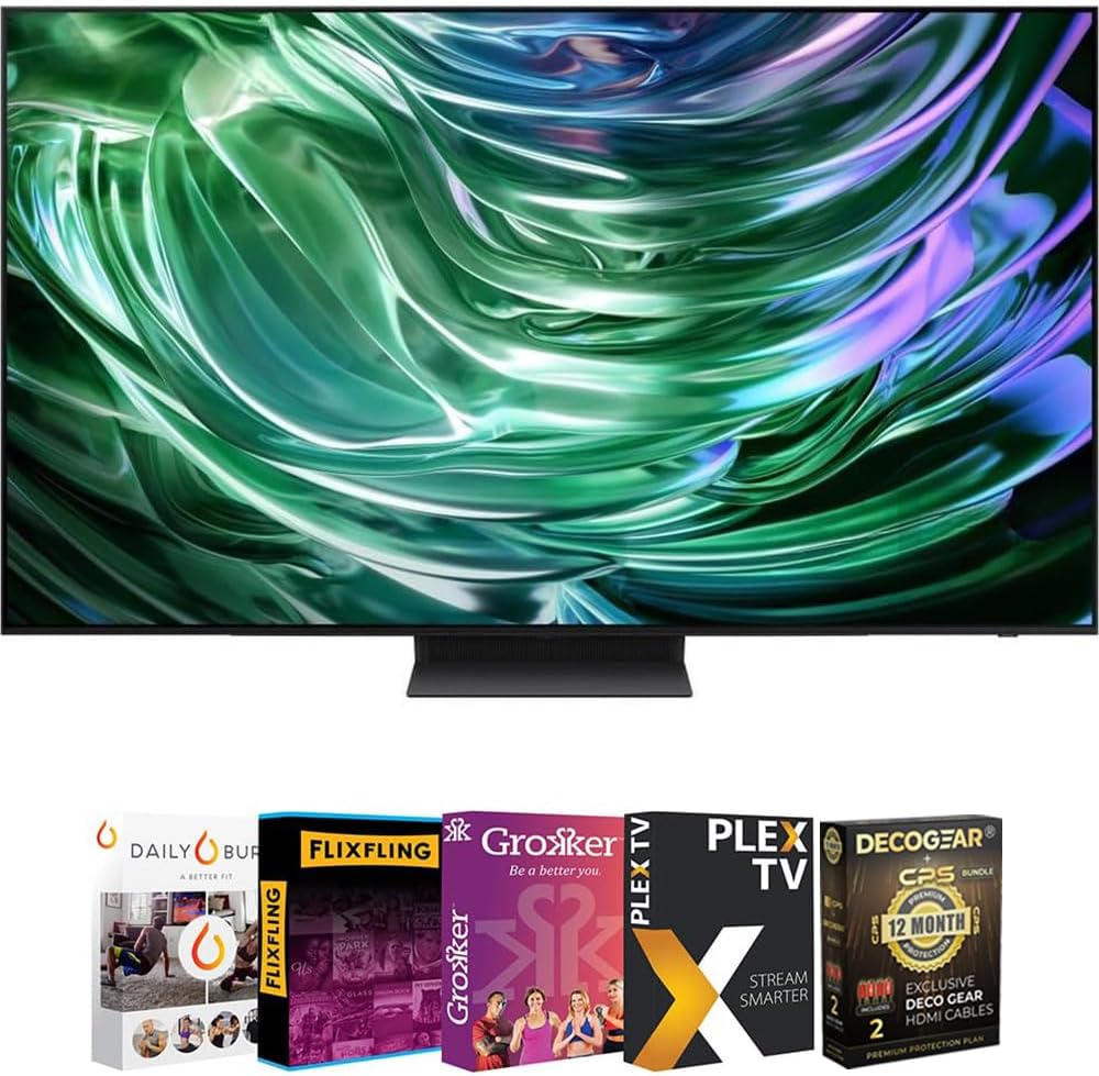 Samsung QN65S90DAFXZA 65 Inch OLED 4K Smart TV 2024 Bundle with Movies Streaming and Deco Gear 2X 4K HDMI 2.0 Cable & CPS Exclusive 12 Month Protection Pack Bundle (BEACH-CPS-262000)