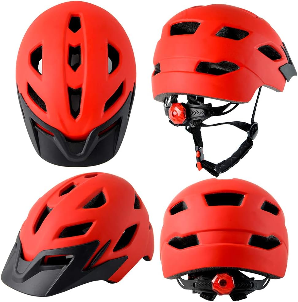 Bicycle Helmet for Boys and Girls, with LED Light, Detachable Visor, for Kids, Youth, Teens, Multi-Sport, for Skating, Cycling, Skateboarding, Adjustable and Lightweight,