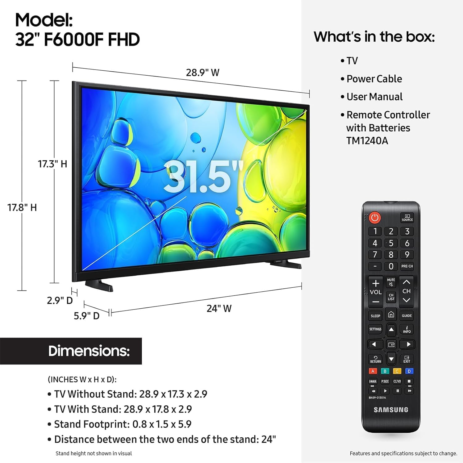Samsung 32-Inch Smart LED TV Bundle – Full HD 1080p, HDR, Bluetooth, with 12 Month CPS Protection, AUX HDMI Cable, and Screen Cleaning