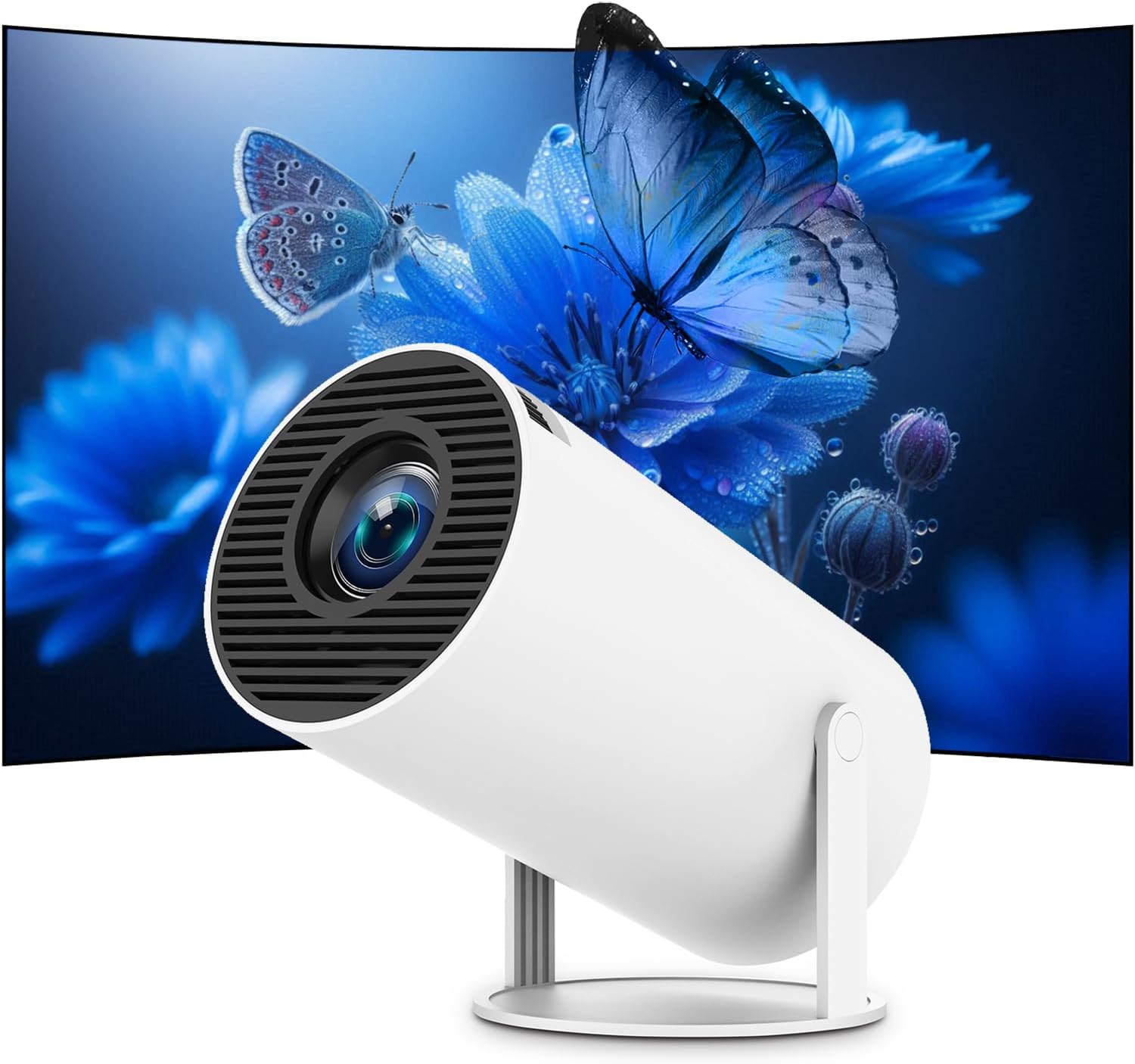 Mini Portable Projector 4K WiFi 6 BT 5.2 Upgraded Portable Projector Full HD Supported for Phone /PC /TV /HDMI /PS5 /Laptop Auto Keystone Home Theater 180° Rotation [Built-in App] White