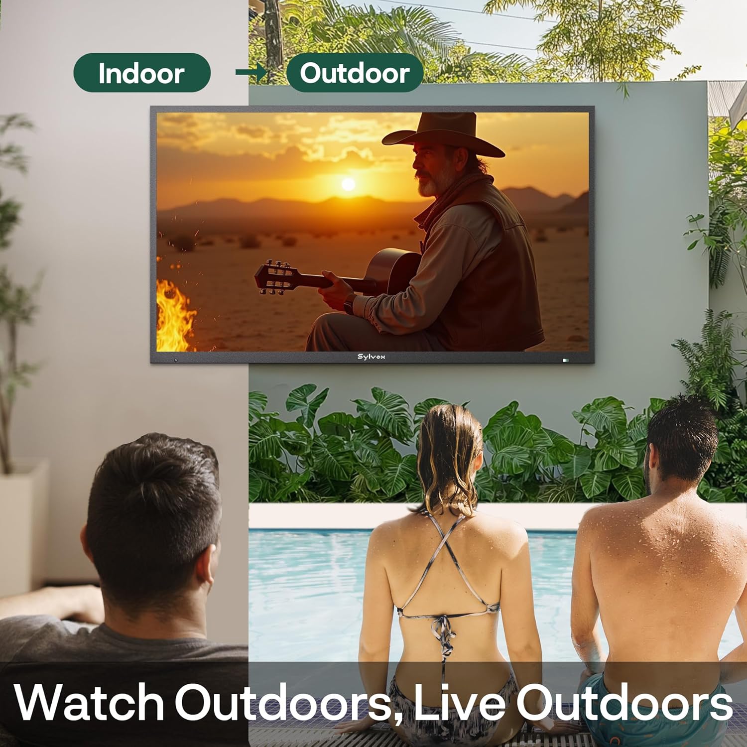 SYLVOX New 65” Outdoor Smart QLED TV, Superior Waterproof Performance, Upgraded Matte Finish for Enhanced Anti-Glare Effect, Full Metal, with Dolby Atmos, 2000nits, Full Sun Pool Pro QLED 2.0+ Series