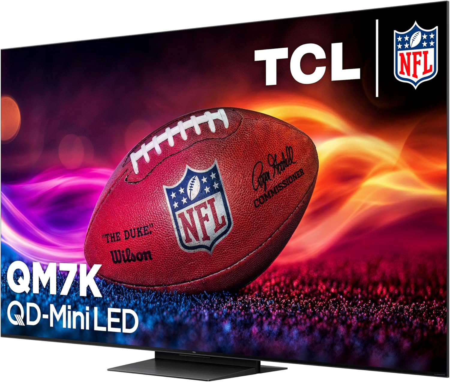 TCL 65 Inch Class QM7K Series| Mini LED QLED 4K HDR| 65QM7K, 2025 Model| 120HZ-144HZ Anti Reflective Screen Smart Google TV Dolby Atmos Onkyo Audio| Voice Remote Alexa Gaming Streaming Television