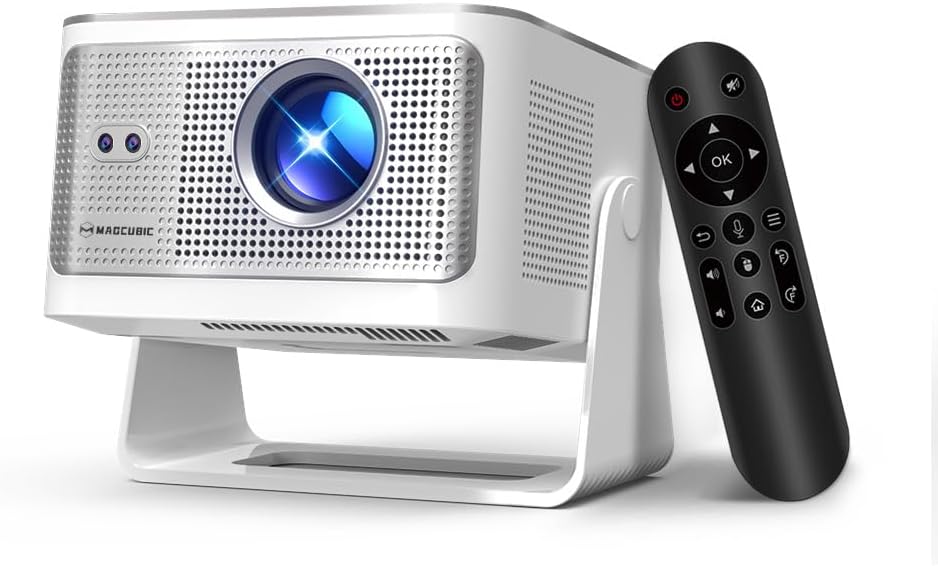 Smart Projector with 4K 8K Support, Mini Projector with Wifi6 and Bluetooth5.4, 600 ANSI, Auto Focus & Obstacle Avoidance 1080P Portable Movie Projector for Home Outdoor, Magcubic HY350Max