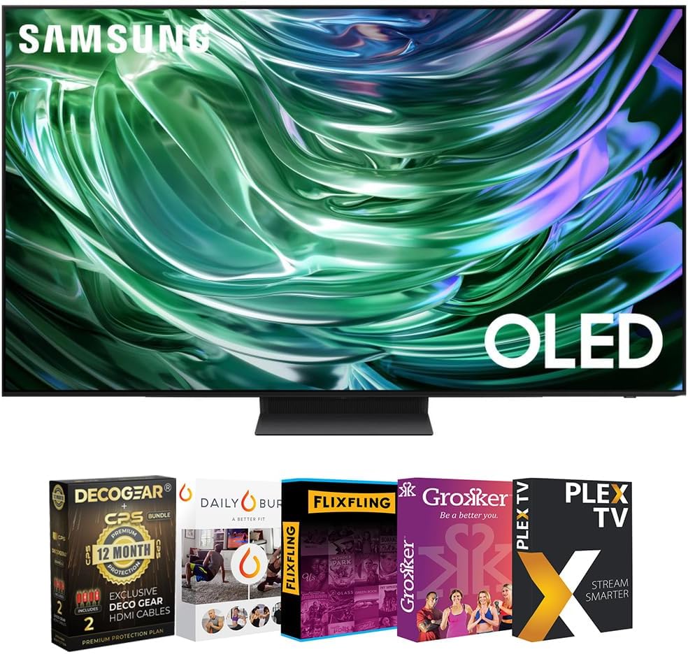 Samsung QN65S90DAFXZA 65 Inch OLED 4K Smart TV 2024 Bundle with Movies Streaming and Deco Gear 2X 4K HDMI 2.0 Cable & CPS Exclusive 12 Month Protection Pack Bundle (BEACH-CPS-262000)