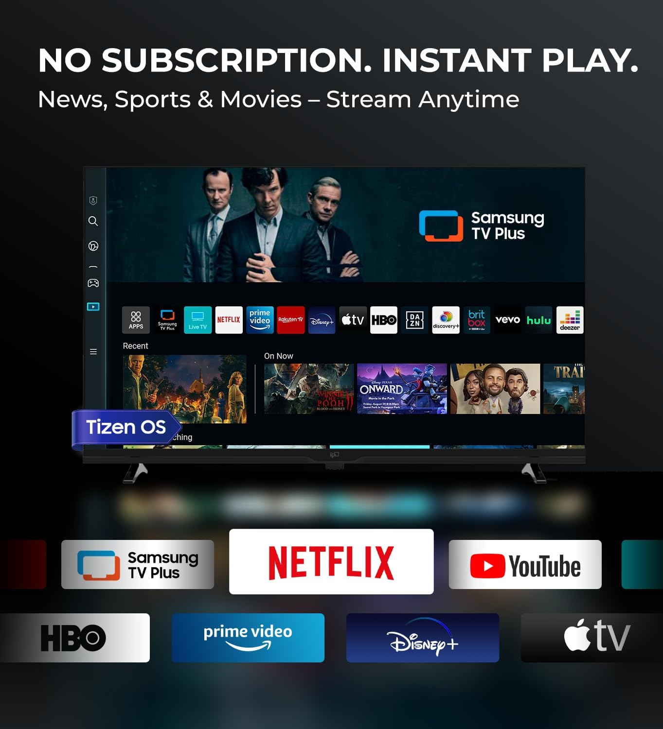 FPD Smart TV 43 Inch, 1080p FHD Television Powered by Tizen OS Compatible with Samsung TV Plus, Dolby Audio, HDR 10, SmartThings, Miracast, Gaming Hub, Voice Control Flat Screen TV (AT43-P1)