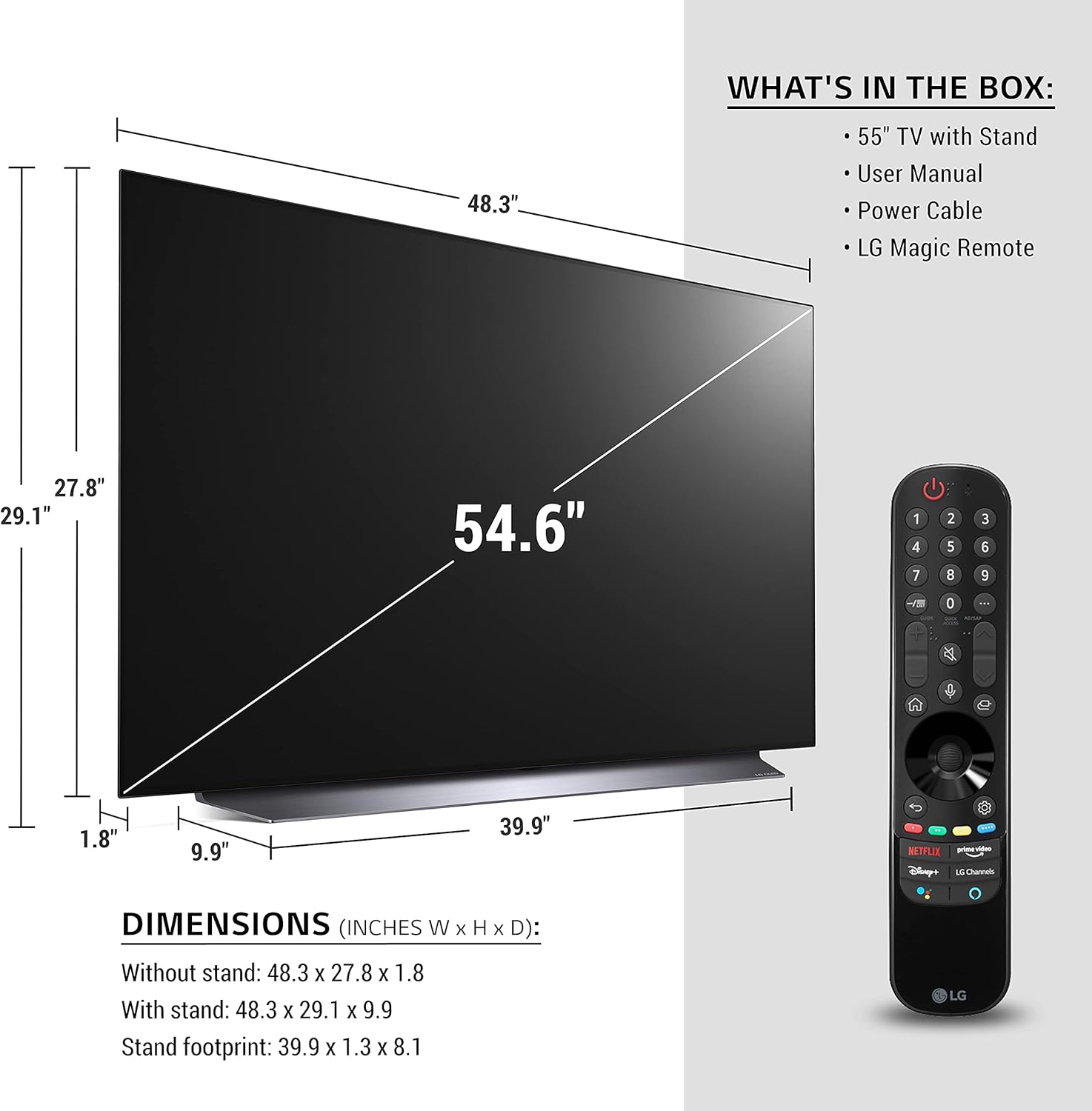 LG OLED C1 Series 55” Alexa Built-in 4k Smart TV (3840 x 2160), 120Hz Refresh Rate, AI-Powered 4K, Dolby Cinema, WiSA Ready, Gaming Mode (OLED55C1PUB, 2021)