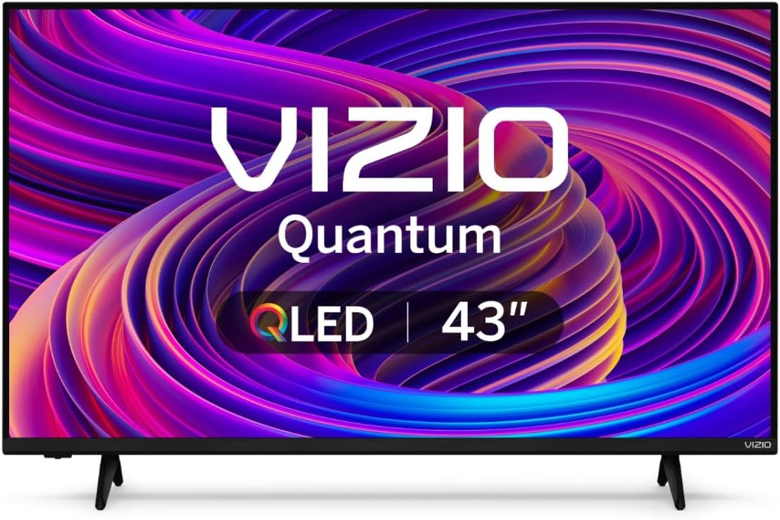 VIZIO 43-inch Quantum 4K QLED HDR Smart TV with Dolby Vision HDR, 120fps @1080p PC Gaming, WiFi 6, Bluetooth Headphone Capable, Apple AirPlay, Google Cast Built-in (VQD43M-0801, New)