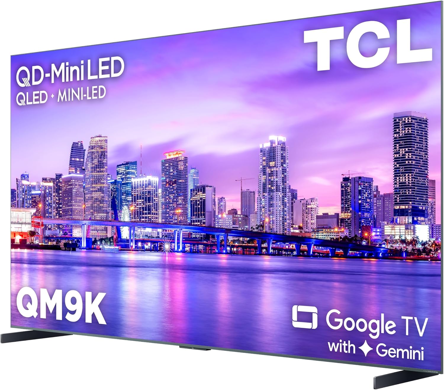 TCL 98 Inch Class QM9K Series| Mini LED QLED 4K| 98QM9K, Latest Model| 144HZ Peak Brightness & Contrast Dolby Vision| Up to LD6K Precise Dimming| AI Smart Google TV| Dolby Atmos Bang & Olufsen