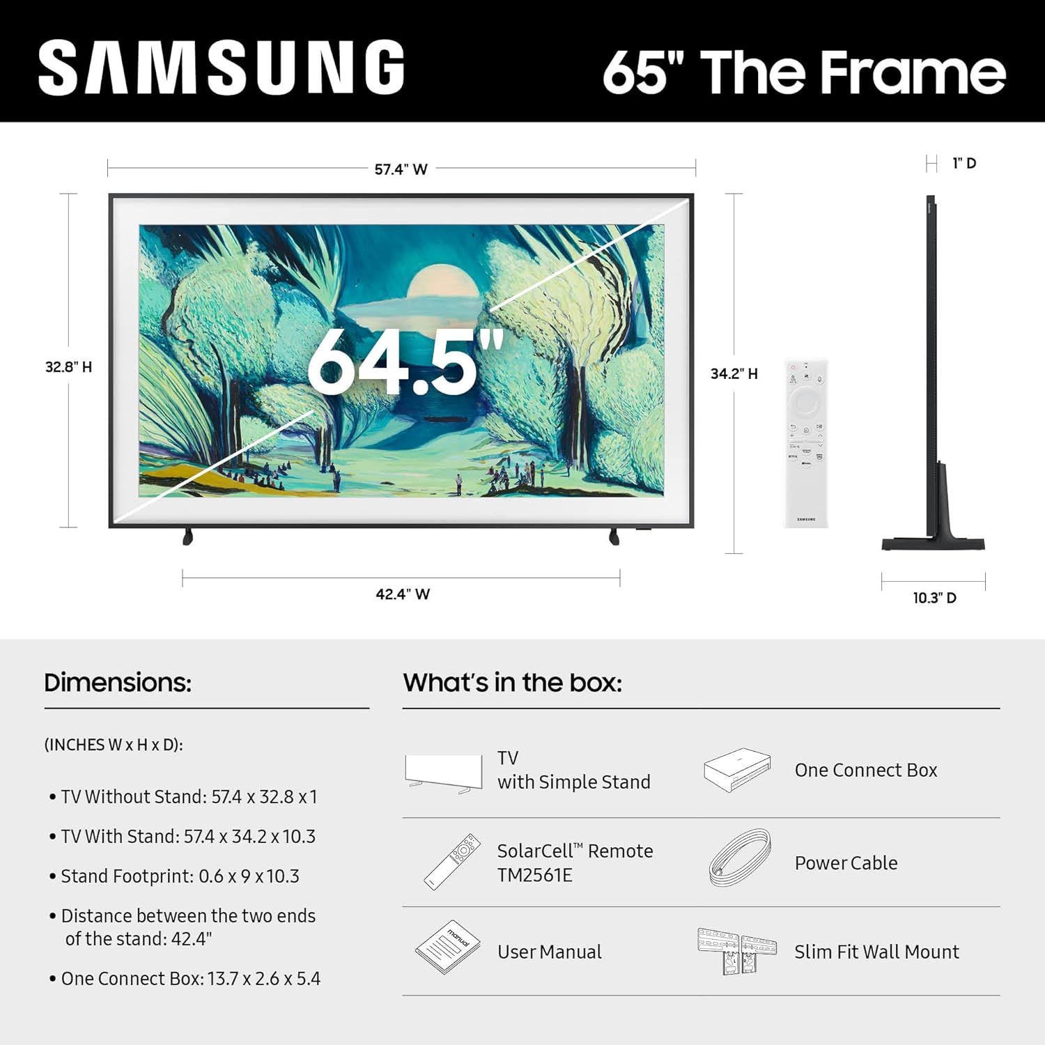 Samsung 65-Inch Class The Frame LS03F 4K QLED Smart TV (2025 Model) Slim Fit Wall Mount, Modern Frame Design, NQ4 AI Gen2 Processor, Art Mode, Artful Picture Quality, Samsung Vision AI, Alexa Built-in