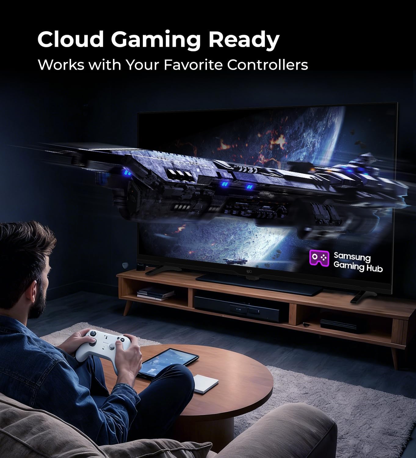 FPD Smart TV 43 Inch, 1080p FHD Television Powered by Tizen OS Compatible with Samsung TV Plus, Dolby Audio, HDR 10, SmartThings, Miracast, Gaming Hub, Voice Control Flat Screen TV (AT43-P1)