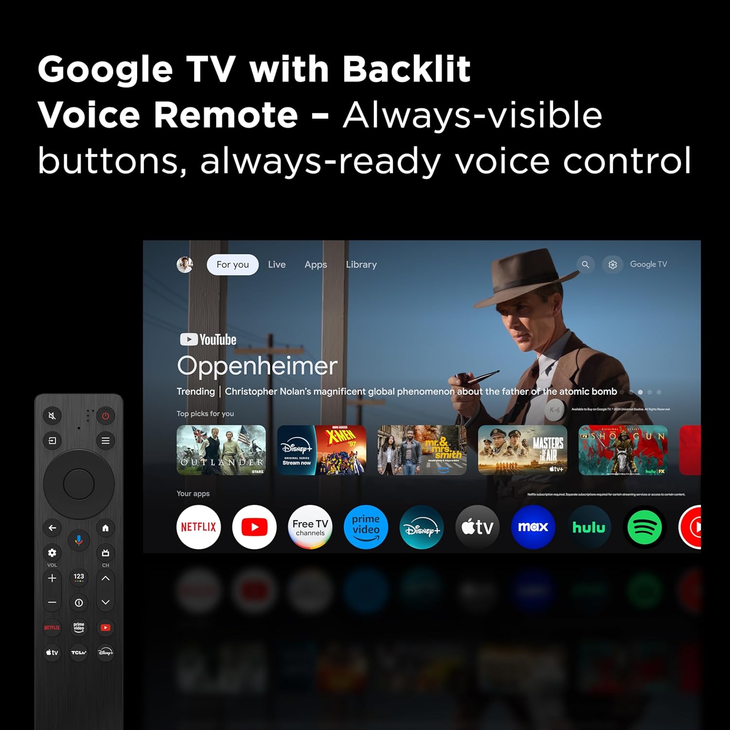 TCL 55 Inch Class T7 Series| 4K QLED HDR| 55T7, 2025 Model| 120HZ Refresh Rate High Brightness Smart Google TV Dolby Atmos Audio| Voice Remote Alexa Gaming Streaming Television