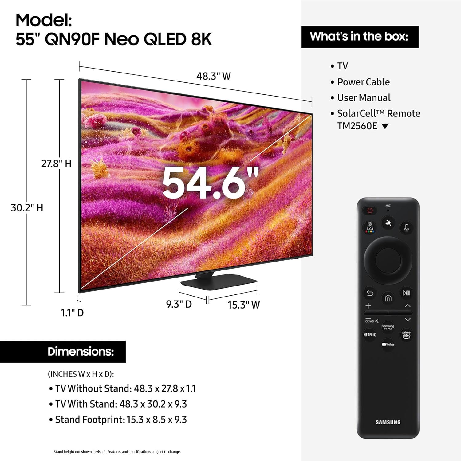 Samsung 55-Inch Class Neo QLED 4K QN90F Series, Vision AI, Mini LED Smart TV (2025 Model, 55QN90F) - RENEWED