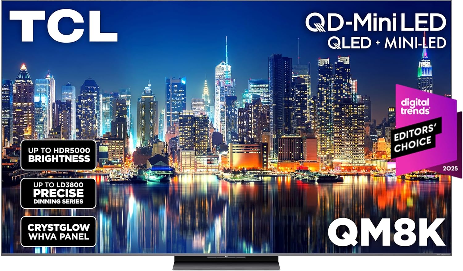 TCL 75 Inch Class QM8K Series| Mini LED QLED 4K HDR| 75QM8K, 2025 Model| 120HZ-144HZ Anti Reflective Wide Angle Screen Smart Google TV Dolby Atmos| Voice Remote Alexa Gaming Streaming Television