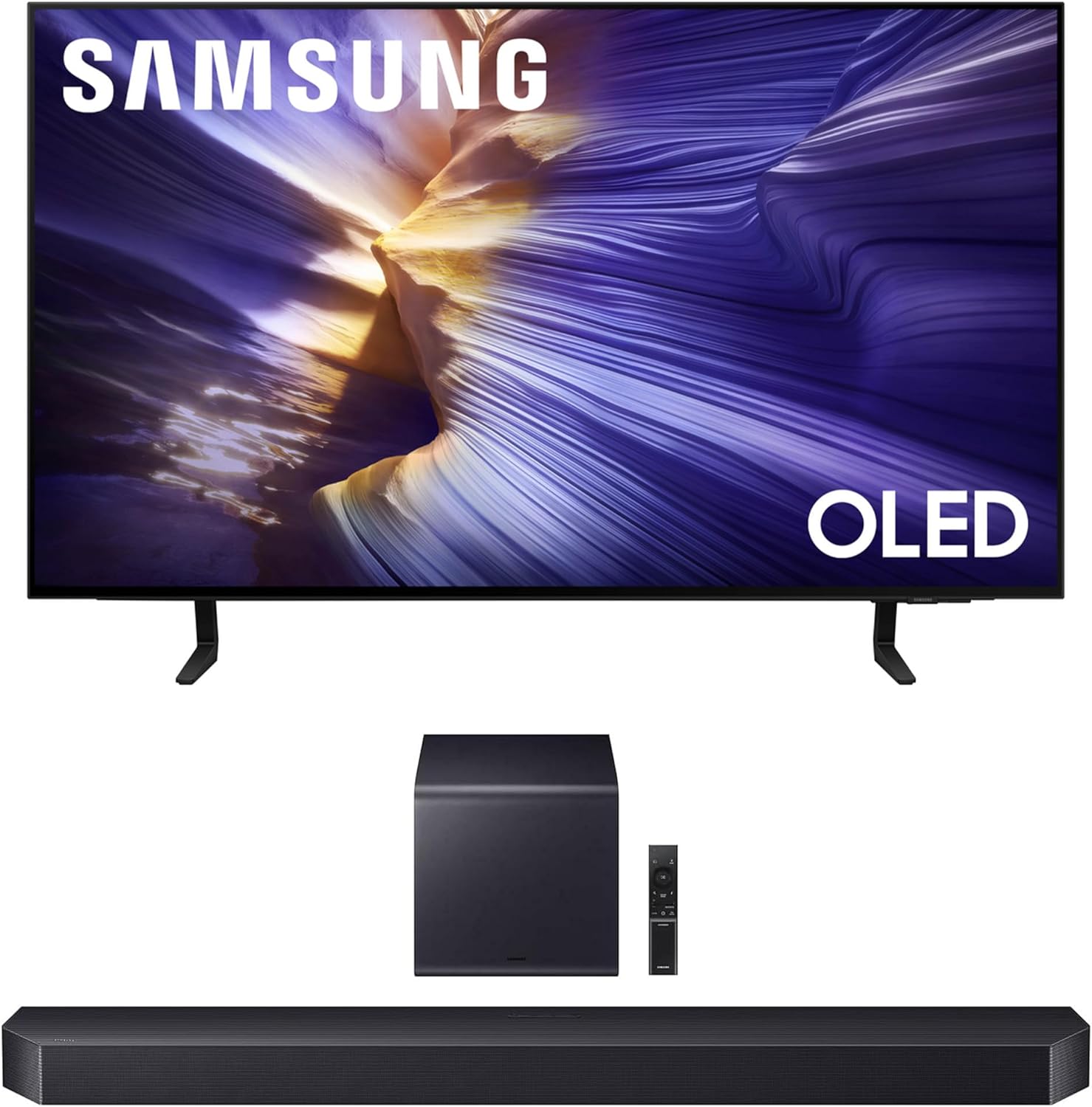 Samsung QN65S90FAFXZA 65 Inch 4K OLED Smart TV with a HW-Q990F Q Series Soundbar 11.1.4 Ch Subwoofer with Rear Speakers (2025)
