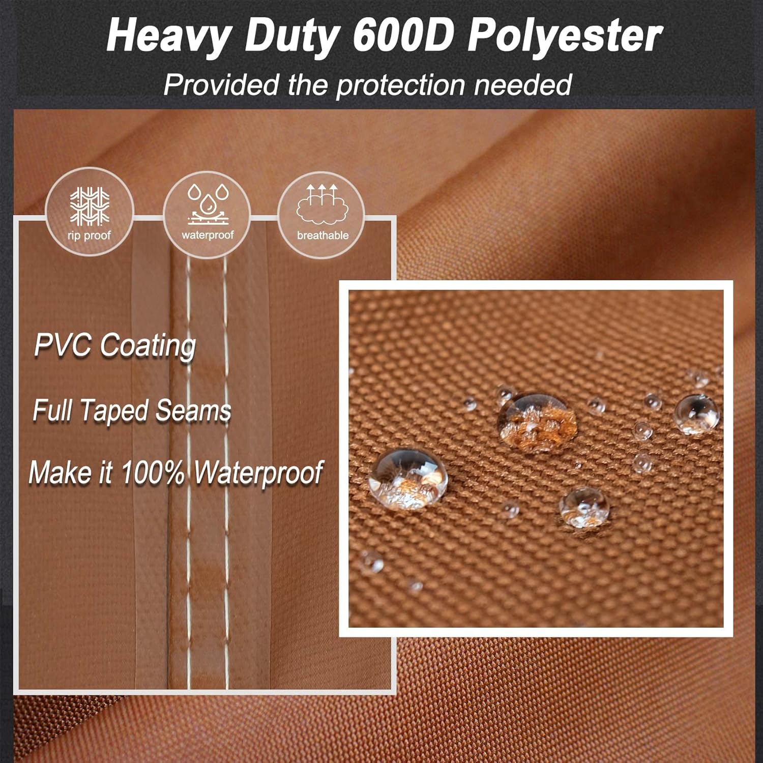 NettyPro BBQ Grill Cover 56 inch Heavy Duty Waterproof Outdoor 2-3 Burners Gas Grill Cover for Outside Weber, Char-Broil, Brinkmann, Nexgrill Barbecue, Brown