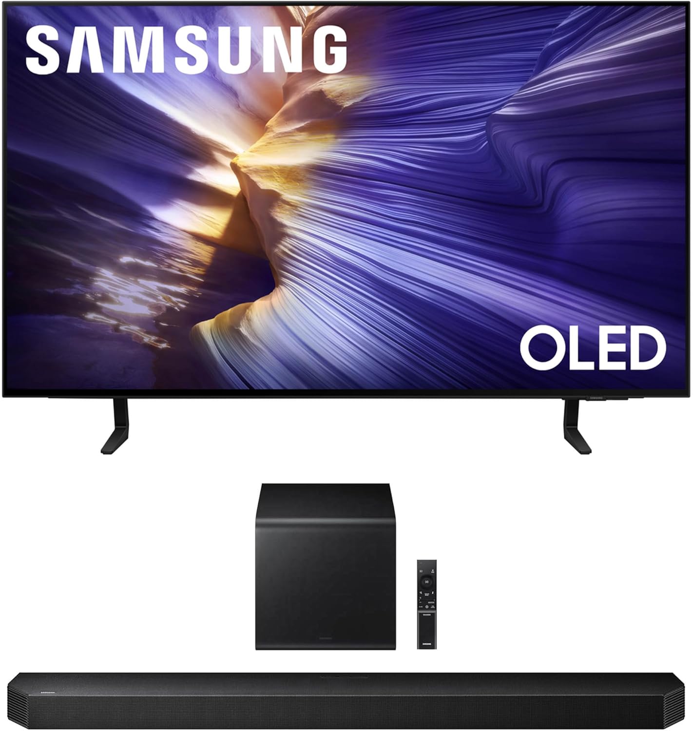 Samsung QN65S90FAFXZA 65 Inch 4K OLED Smart TV with a HW-Q990F Q Series Soundbar 11.1.4 Ch Subwoofer with Rear Speakers (2025)