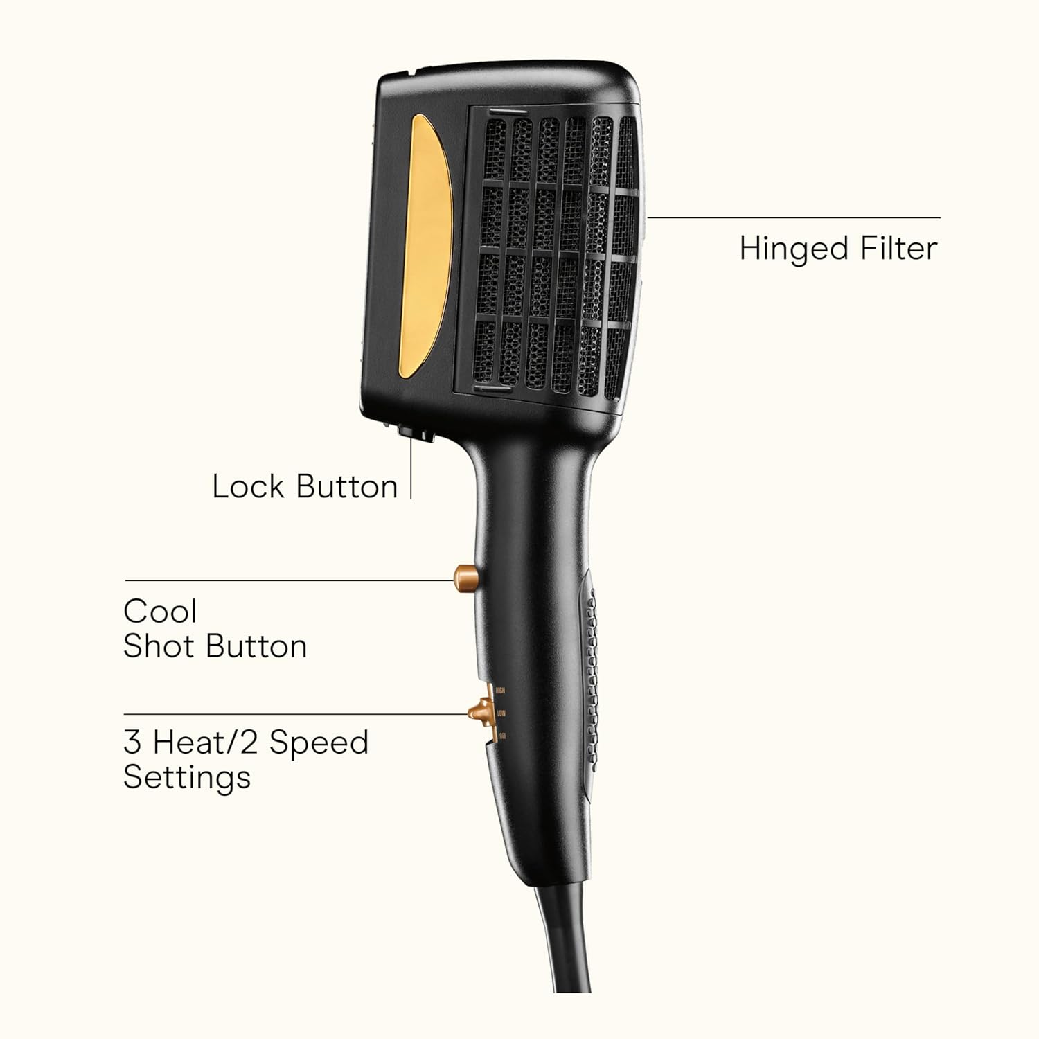 INFINITIPRO BY CONAIR 3-in-1 Styling Hair Dryer, 1875W Hair Dryer and 3 Attachments