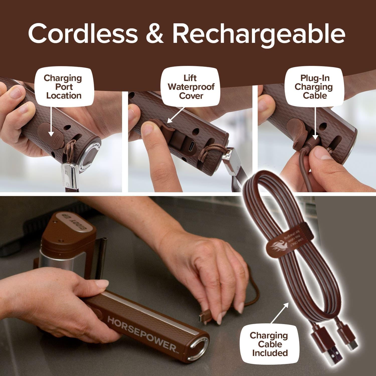 HorsePower Giddy Up Grill Cleaner AS SEEN ON TV!– Cordless, Rechargeable BBQ Tool with 350 RPM Stainless Roller, LED Light – Patents Pending – From BulbHead, a Family-Owned American Brand