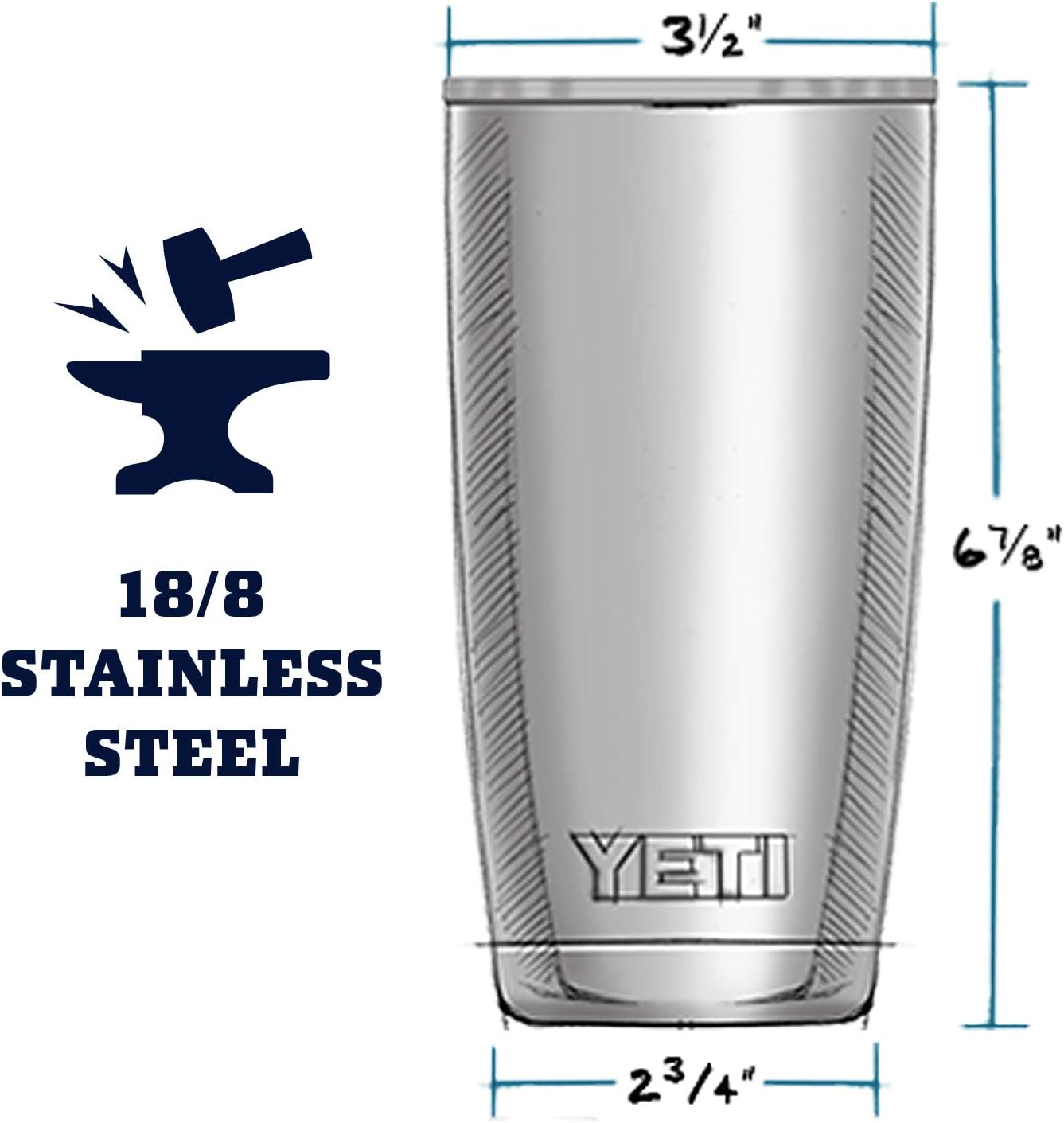 YETI Rambler 20 oz Stainless Steel Vacuum Insulated Tumbler with MagSlider Lid