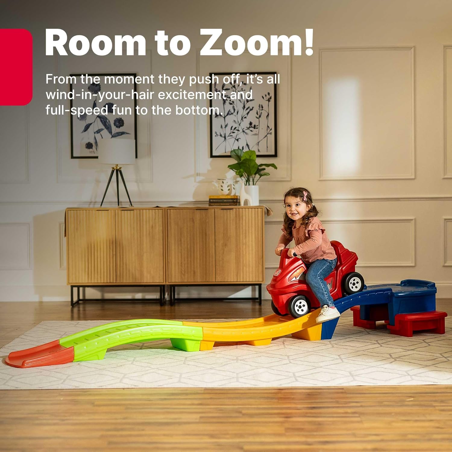 Step2 Up & Down Roller Coaster Kids Ride On Toy, Push Car, Indoor/Outdoor Playset, Made of Durable Plastic, Max Weight 50 lbs., For Toddlers 2-5 Years Old, Multicolor