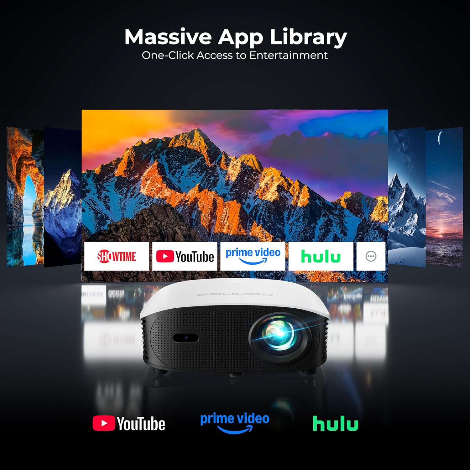 GooDee AI Smart Mini Projector with WiFi and Bluetooth - FHD 4K Support, Compatible with Netflix/YouTube, Auto Focus & Keystone, Dolby Audio Movie Projector for Outdoor Movie Night & Bedroom Theater