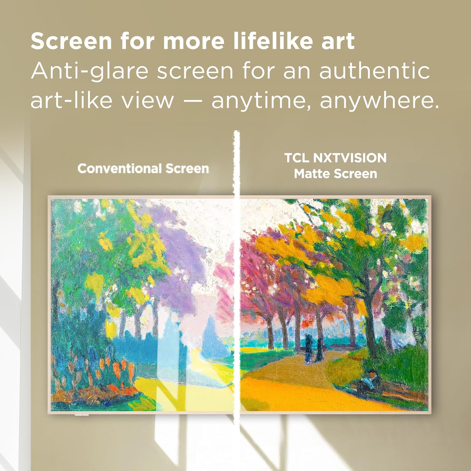 TCL 55 Inch Class NXTVISION Series Picture Frame Canvas Art TV| 55A300W, 2024 Model| QLED 4K HDR Smart Google TV| 120HZ Dolby Atmos Audio| Voice Remote Alexa Google Apple Streaming Television