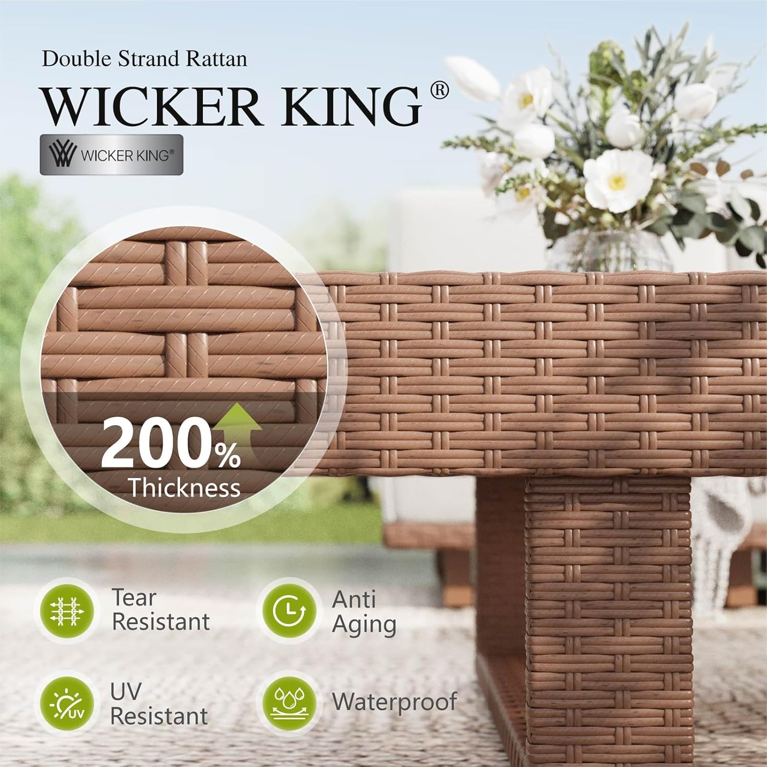 Sophia & William HDPE Patio Furniture Set，Modern Outdoor Sectional Sofa Set with 9.8