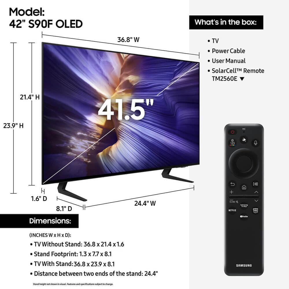 2025 Samsungs QN42S90F 42 Inch Class OLED 4K S90F Vision AI Smart TV