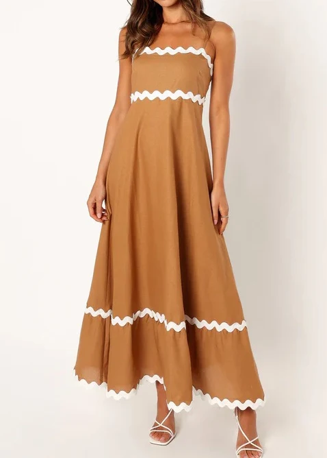 White Lace Stitching Elegant Strapless Tube Top Long Dress