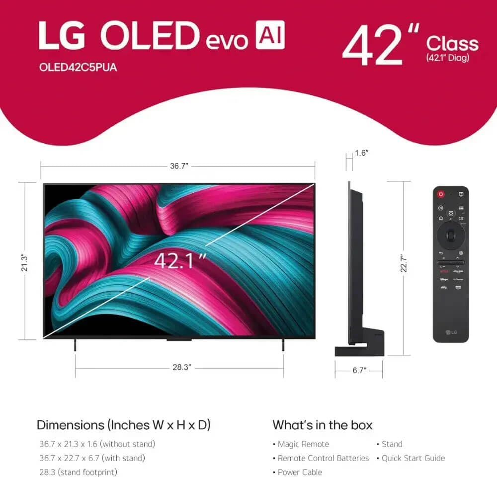 LG OLED42C5P 42 inch Class C5 Series 4K OLED Smart TV