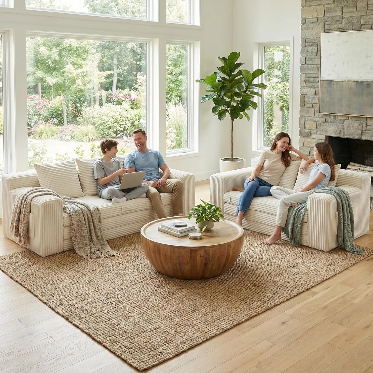 Boneless Couch, Boneless Loveseat Sleeper Sofa Bed – 3-in-1 Convertible Couch Bed with Side Pockets & Handle, Pull-Out Corduroy Futon for Small Spaces, Living Room & Bedroom, 2 Pillows Included, No Assembly Required