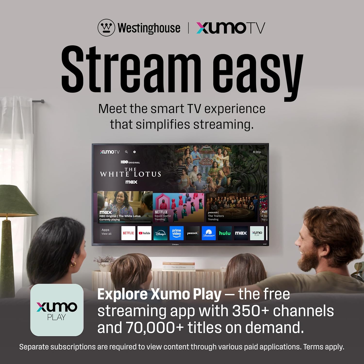 Westinghouse 24-inch Smart TV, HD Xumo TV with Full Function Voice Remote, Flat Screen Television with Dolby Atmos, Bluetooth, Apple AirPlay, Wi-Fi & Mobile Connectivity
