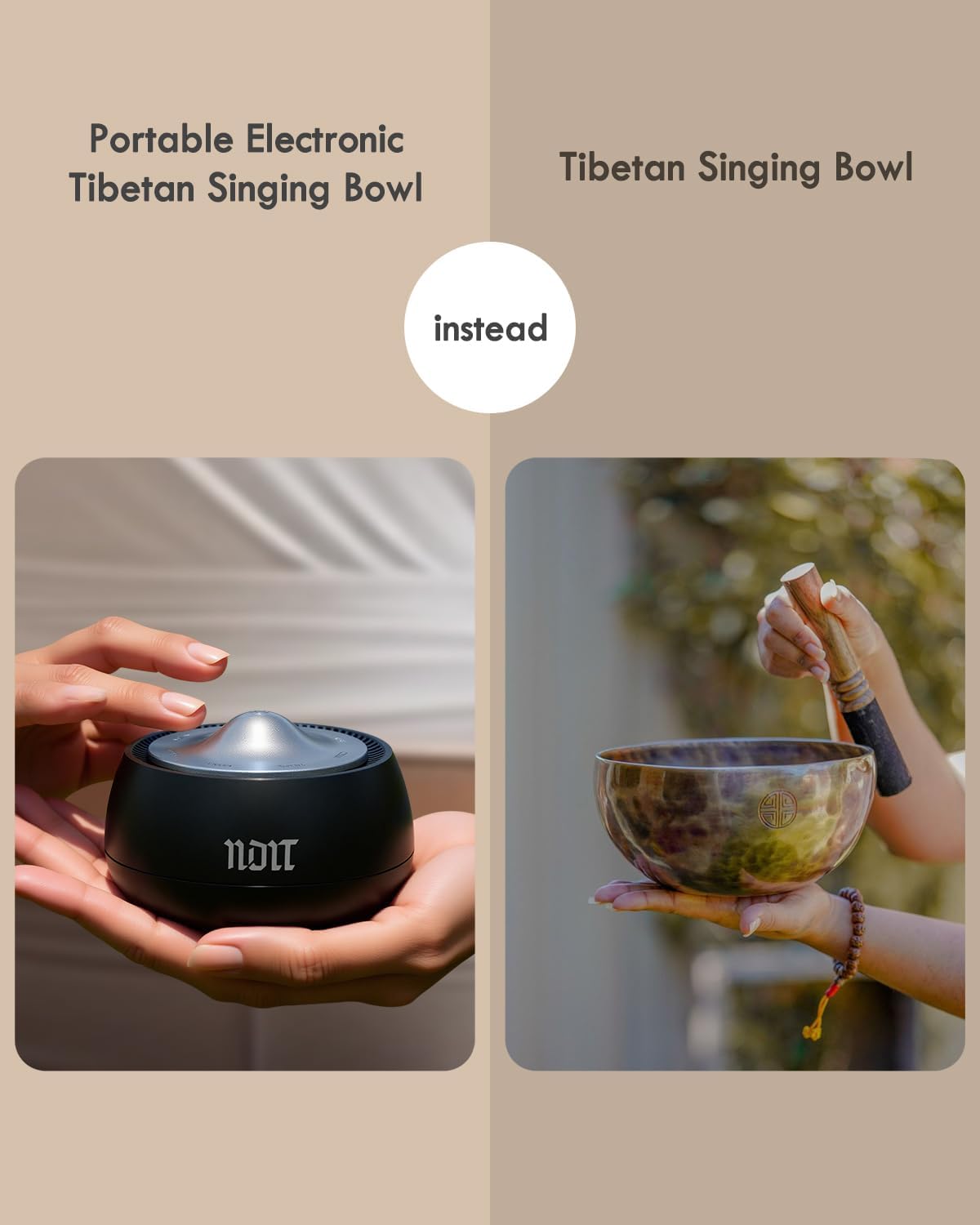 Portable Electronic Tibetan Singing Bowl, 8 Healing Frequencies (396-963Hz), Auto/Manual Mode, Vibration & Timer - USB-C Rechargeable Meditation Device for Yoga, Relaxation, Reiki, Best Gift Choice