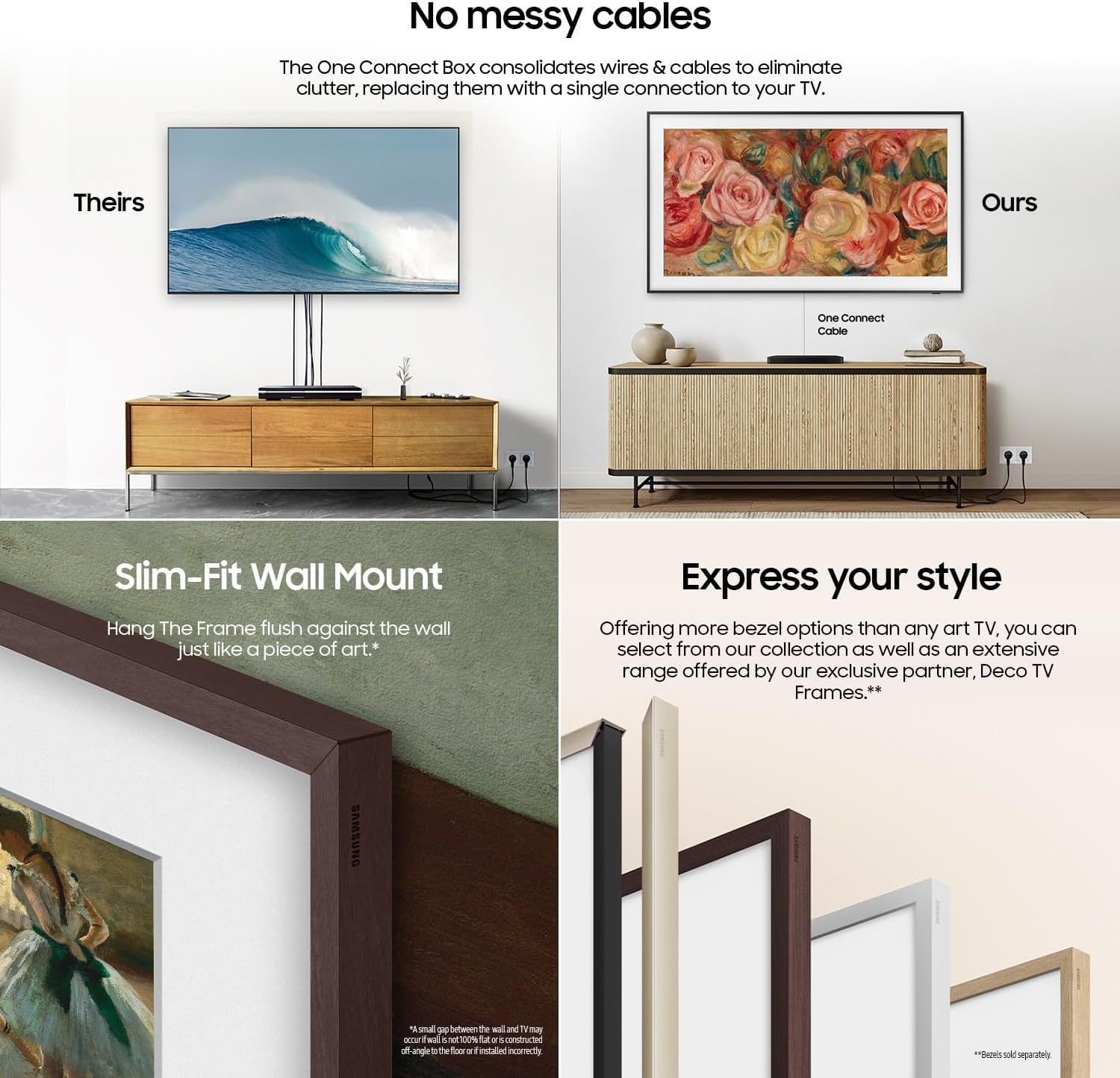 SAMSUNG 55-Inch Class QLED 4K LS03D The Frame Series Quantum HDR Smart TV with Dolby Atmos, Art Mode, Anti-Reflection, Customizable Frame, Slim Fit Wall Mount with Alexa Built-in (QN55LS03D, 2024 Model)