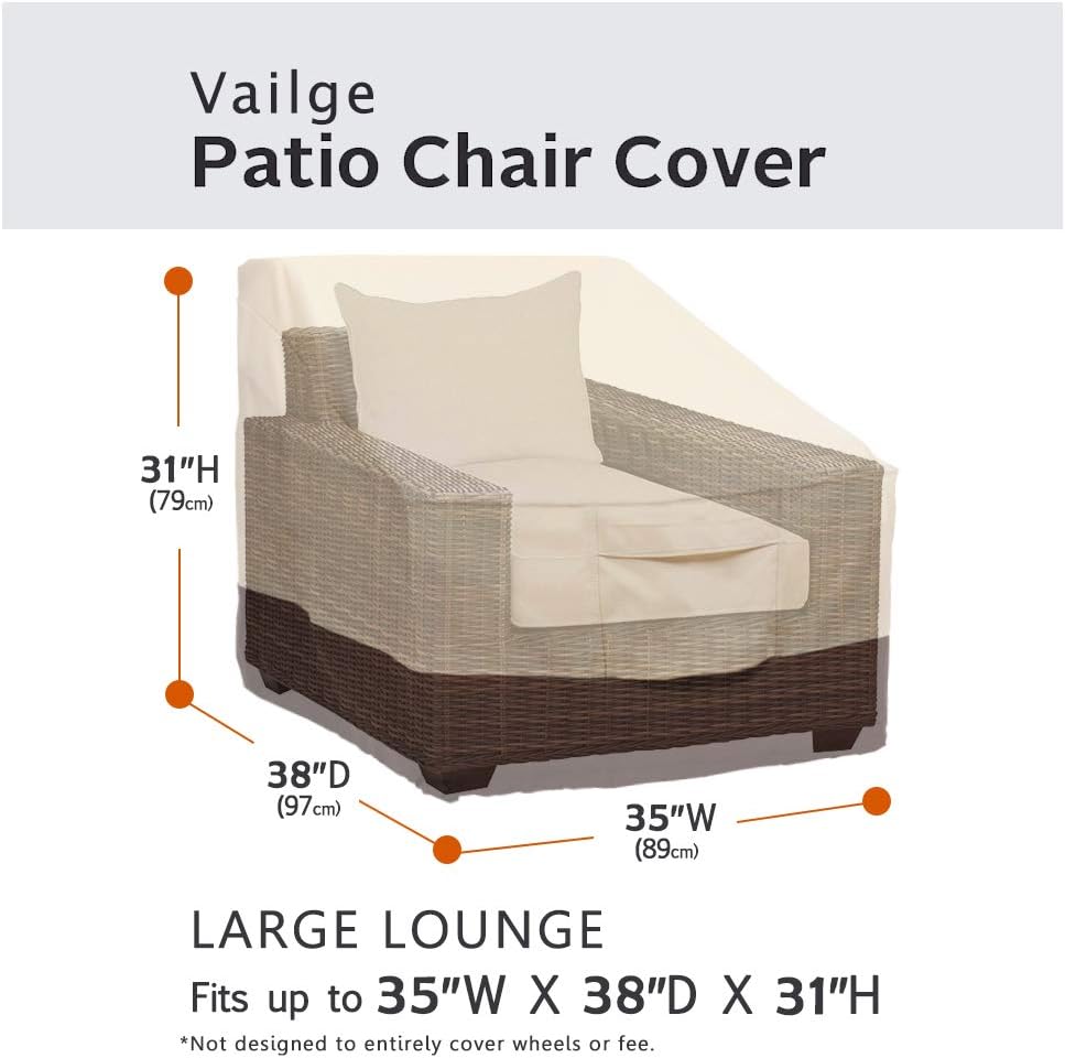 Vailge Patio Chair Covers, Lounge Deep Seat Cover, Heavy Duty and Waterproof Outdoor Lawn Patio Furniture Covers (2 Pack - Large, Beige & Brown)