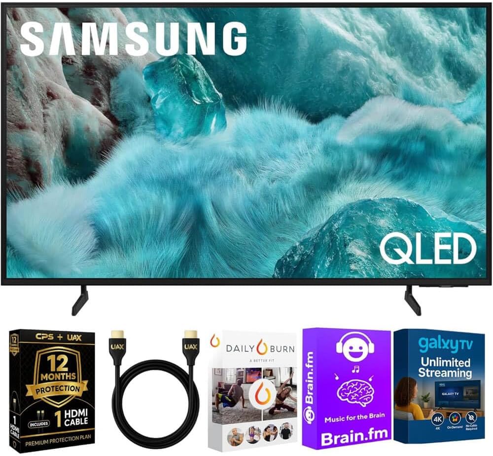 Samsung 55-Inch Q7F Series QLED 4K UHD Smart TV - HDR10+, Alexa Build-in, Bluetooth w/ 12 Month CPS Protection Plan, AUX HDMI Cable, Streaming Bundle