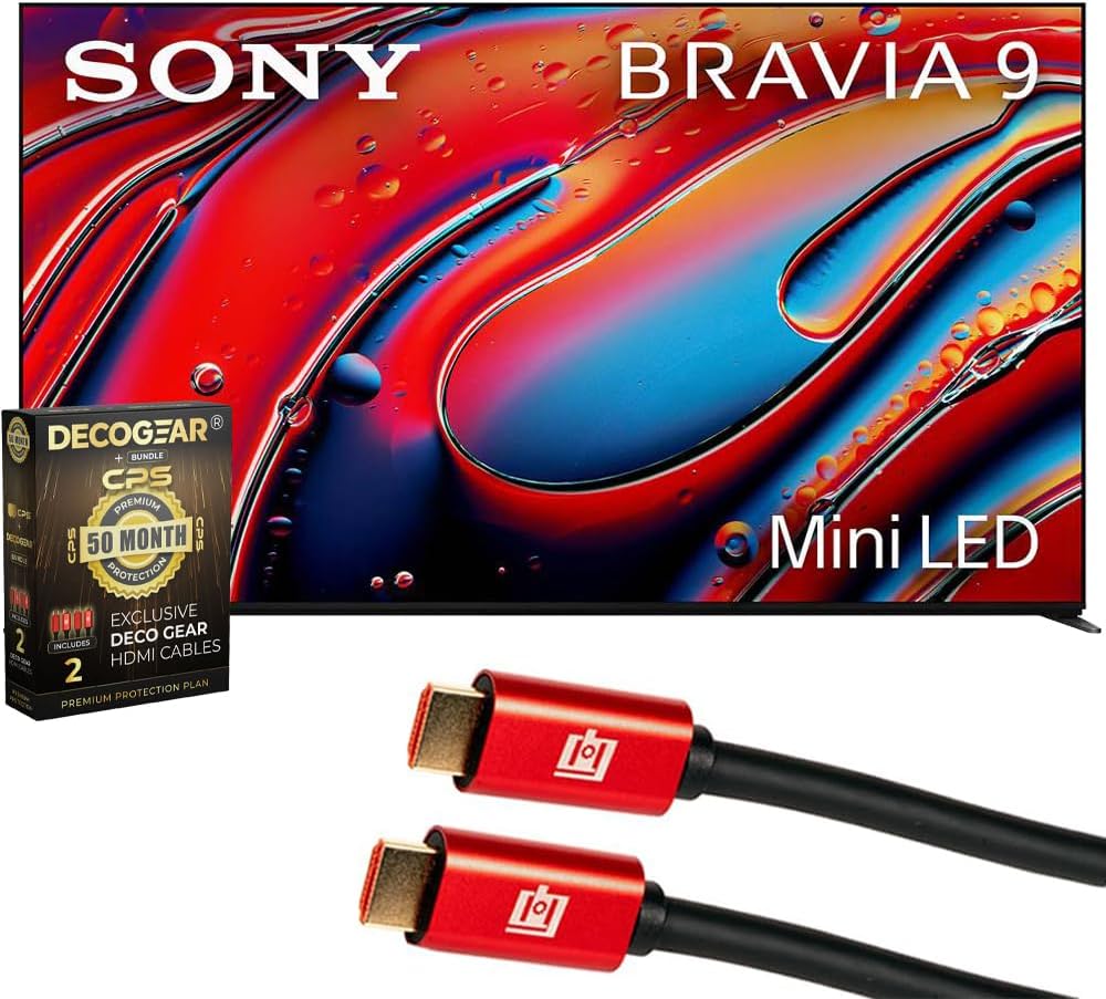 2024 Sonys BRAVIA 9 K85XR90 85 Inch 4K HDR Smart QLED Mini-LED TV| Official USA Partner| with Deco Gear 4K HDMI 2.0 Cable x2 & CPS Exclusive 26 Month Protection Bundle (BEACH-CPS-265000)
