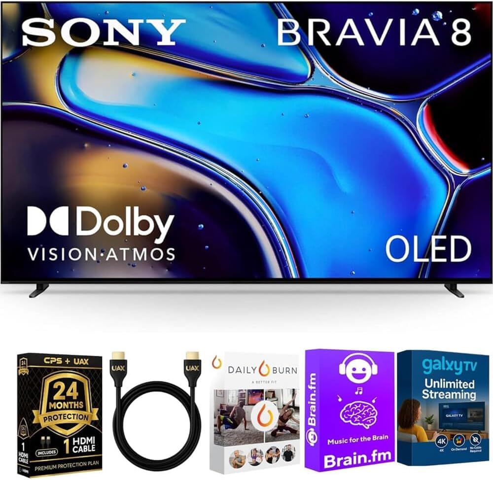 Sony K55XR80BKIT1 55 inch BRAVIA 8 OLED 4K HDR Google TV Bundle XR OLED Contrast, Dolby Vision, 120Hz, Aco