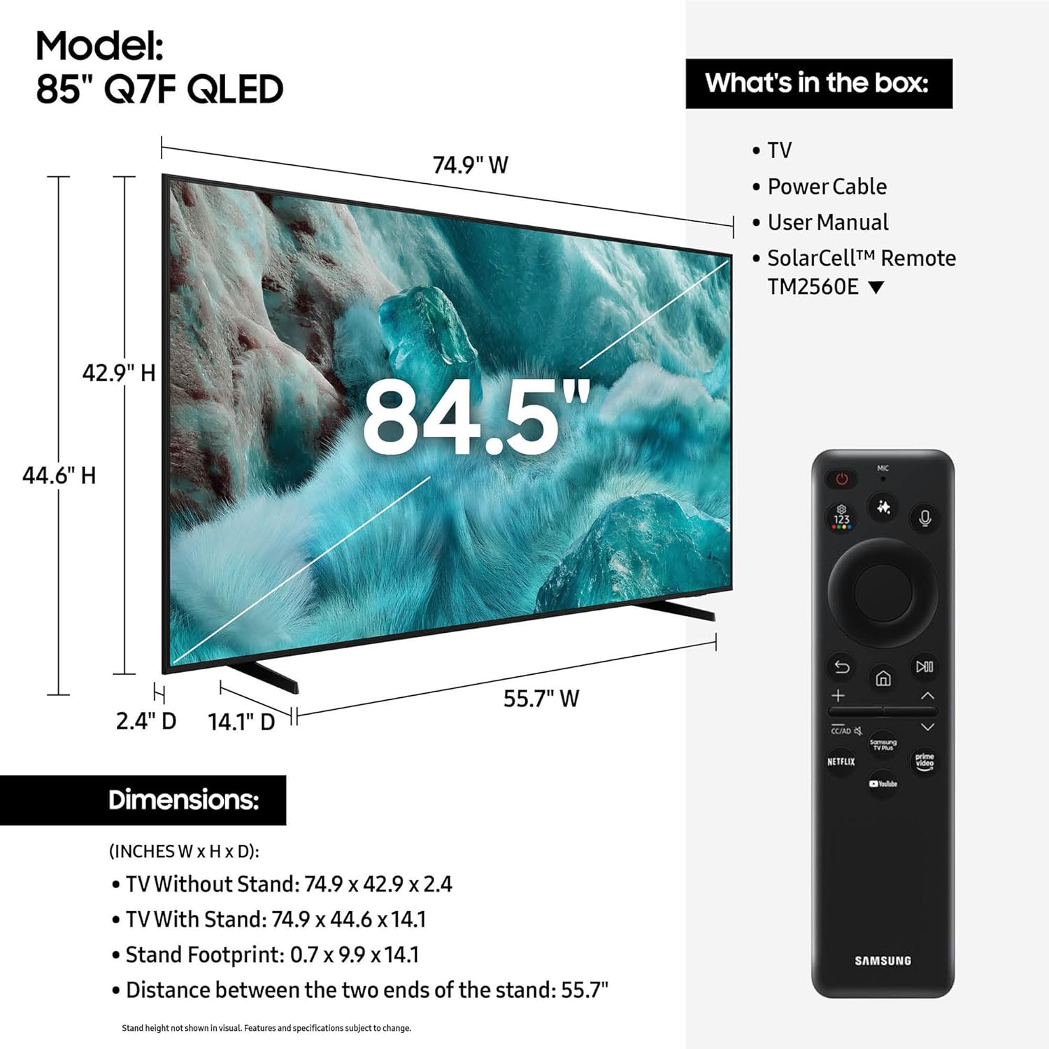 Samsung QN85Q7F 85 inch Class QN7F Series QLED 4K UHD Vision AI Smart TV