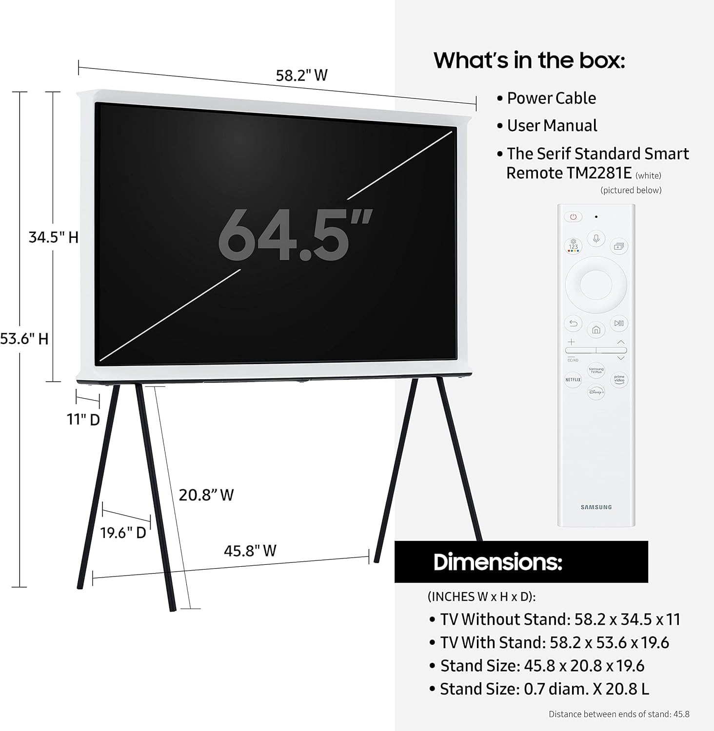 SAMSUNG 65-Inch Class The Serif LS01B Series - QLED 4K, I-Shaped Design, Anti-Reflection Matte Display, -Portable Easel-Stand, Ambient Mode+ Smart-TV -w/ Alexa Built-in (QN65LS01BAFXZA, Latest Model)