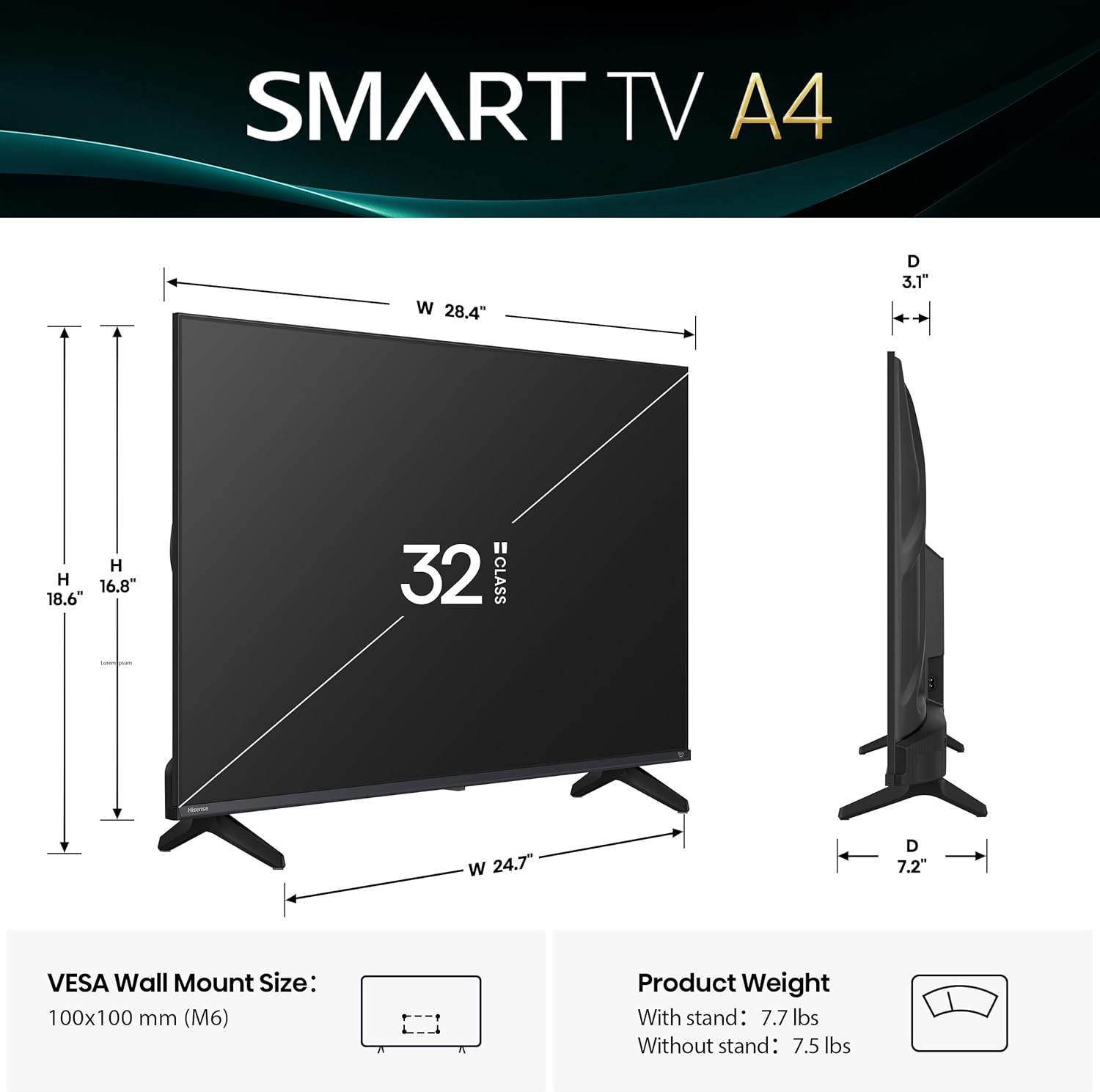Hisense 32-Inch Class A4 Series HD Smart Fire TV (32A4HNF) - Full Array LED, HDR10, DTS Virtual:X, Slim Bezel Design, Alexa Built-in