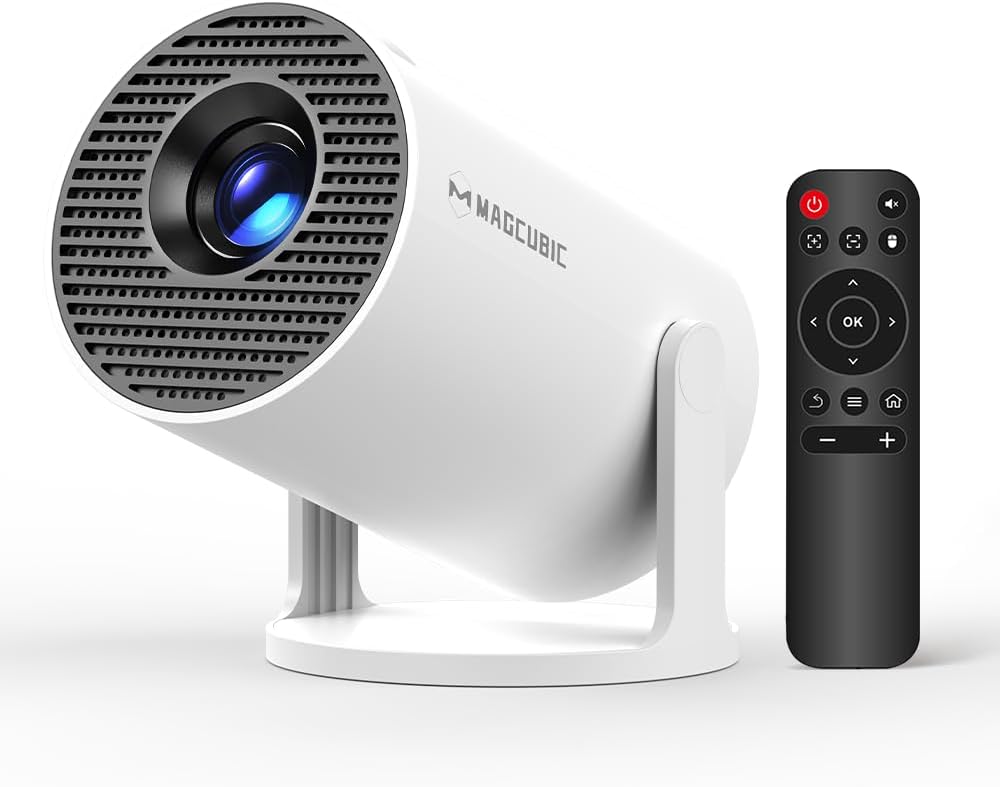 Magcubic Mini Projector with WiFi and Bluetooth, 4K Support Smart Portable Projector, Small Projector with 200ANSI & AutoKeystone, 180° Rotation HY300Pro Video Projector for Bedroom, Movie, Outdoor