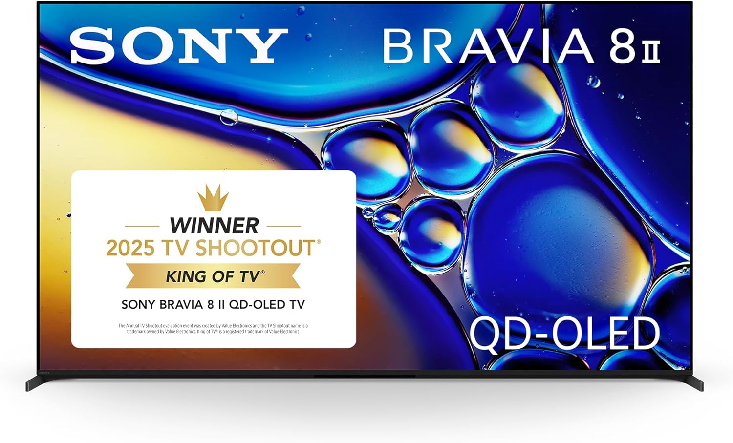 Sony BRAVIA 8 II 65 Inch TV, QD OLED, 4K Smart Google TV, XR Processor with AI Technology, Ultra Slim Design, 120hz Television, Dolby Vision/Atmos, Exclusive Features for PS5, K-65XR80M2