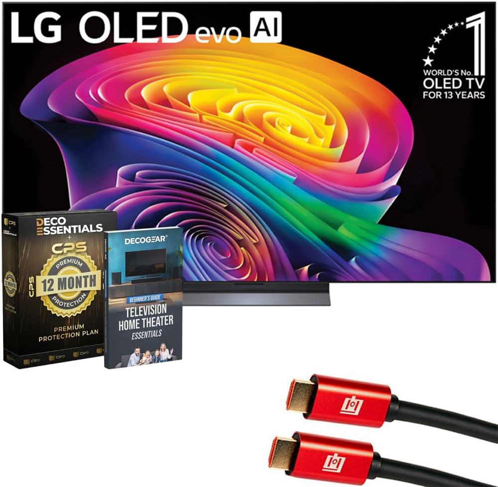 LG 65 inch OLED evo AI C6 4K Smart webOS TV (2026) OLED65C6PUA.AUS Bundle with 1 YR CPS Enhanced Protection Pack, 2X 6FT HDMI Cable and Deco Gear Home Theater Beginner's Guide