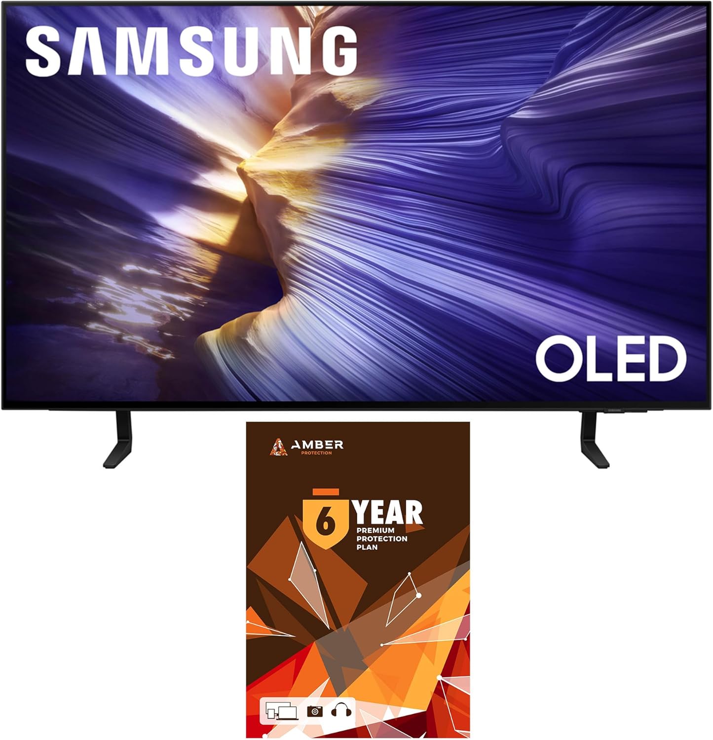 Samsung QN48S90FAEXZA 48 Inch 4K OLED Smart TV (2025) with Dolby Atmos and 2 Year Amber Protection Plan