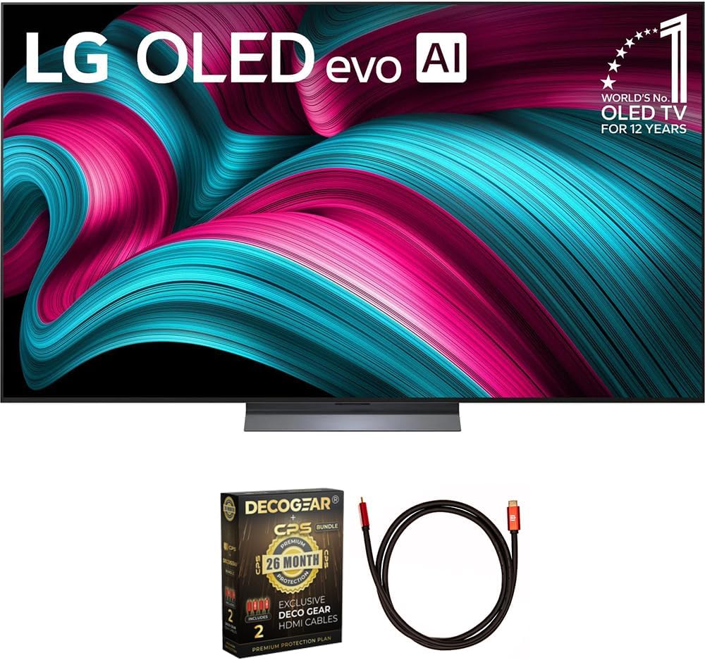 LG OLED48C5PUA 48 Inch Class C5 Series OLED evo 4K UHD Smart webOS TV 2025 (Renewed) Bundle with Deco Gear 6FT HDMI 2.0 Cable and CPS Exclusive 26 Month Protection Pack (BEACH-CPS-26M1500)